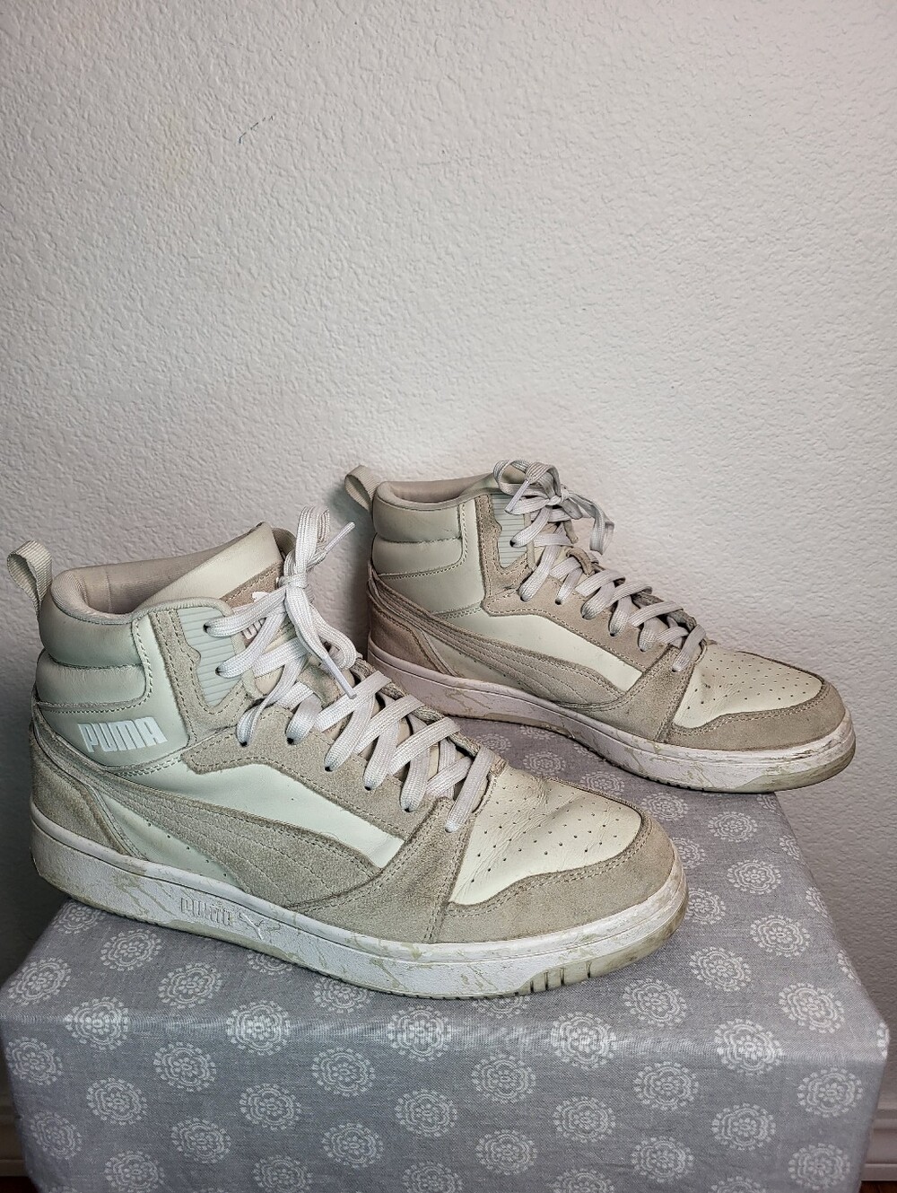 Puma Women’s Rebound V6 High-Top Sneakers in Marble size 9